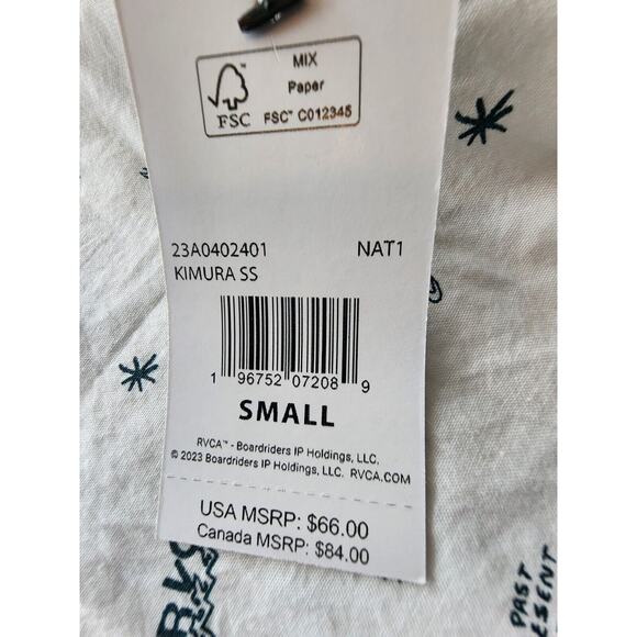 RVCA Kimura Balance Of Opposites Designer Button‎ Up Shirt Men’s SMALL New Retro - Picture 8 of 9